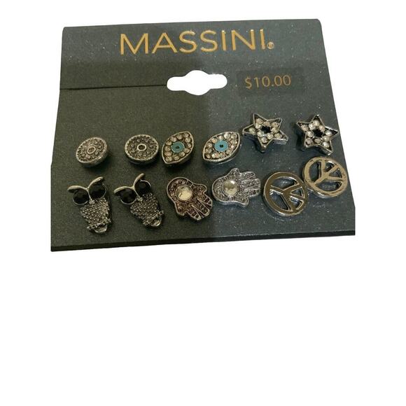 Massini Earrings Multi-Color 6-pack Stud Fastener Crystal Womens Fashion Jewelry - Picture 2 of 6
